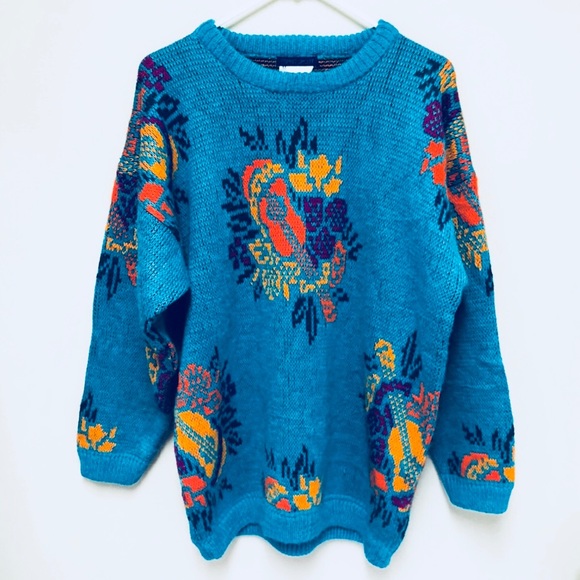 Vintage Sweaters - {Vintage} Espirit Sport Turquoise Sweater Ukulele